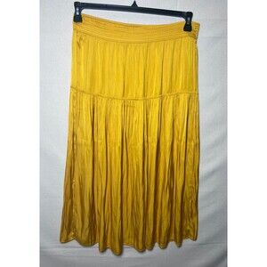 Rachel Zoe Mustard Yellow Tiered Elastic Waist Maxi Skirt size Large Boho Hippie